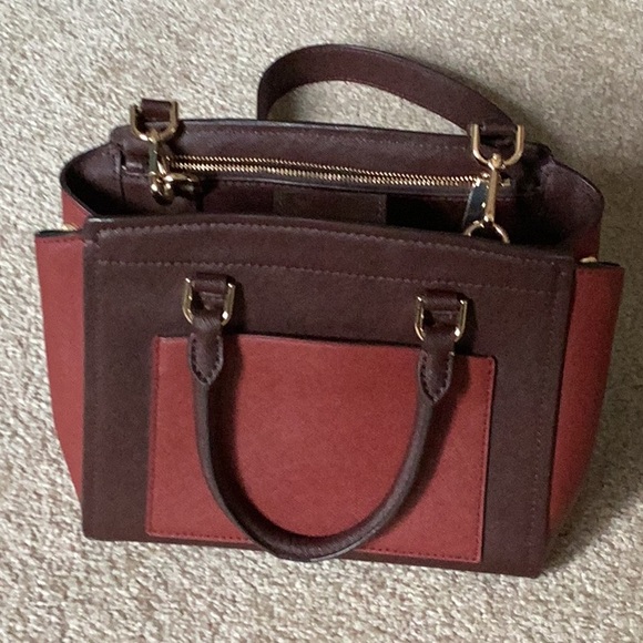 Michael Kors burgundy/brick colored handbag. - Picture 2 of 11